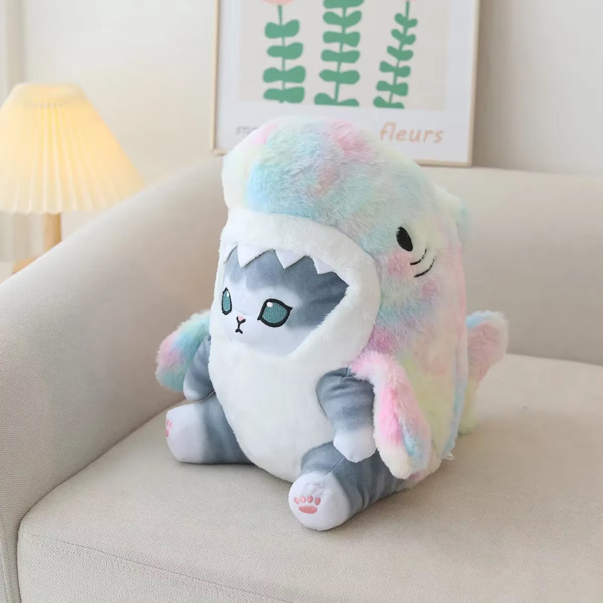 Kawaii Shark Cat Plush Toy - Soft, Colorful, and Perfect for Kids! Ideal Birthday and Christmas Gift for Boys and Girls